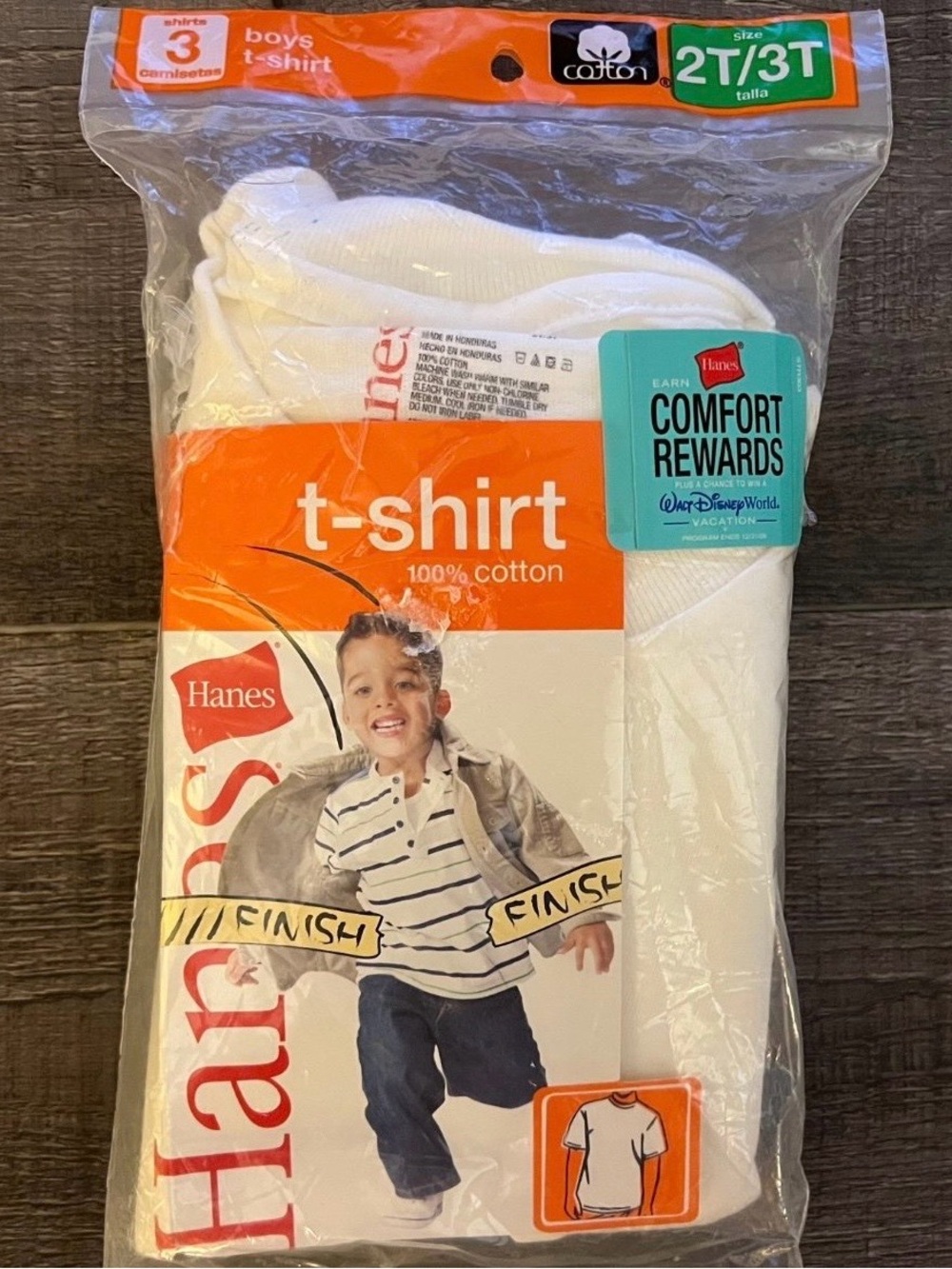New 3-Pack Baby & Toddler Size 2T - 3T Hanes White 100% Cotton Tees